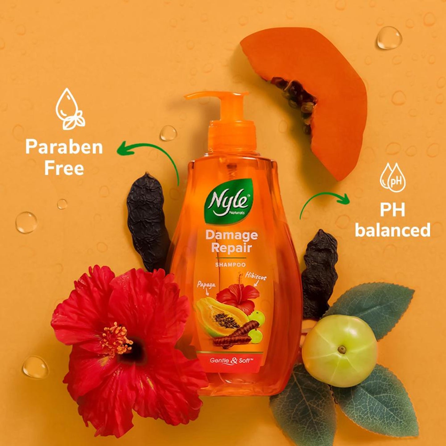Nyle Naturals Damage Repair Shampoo with Goodness Of Shikakai & Hibiscus