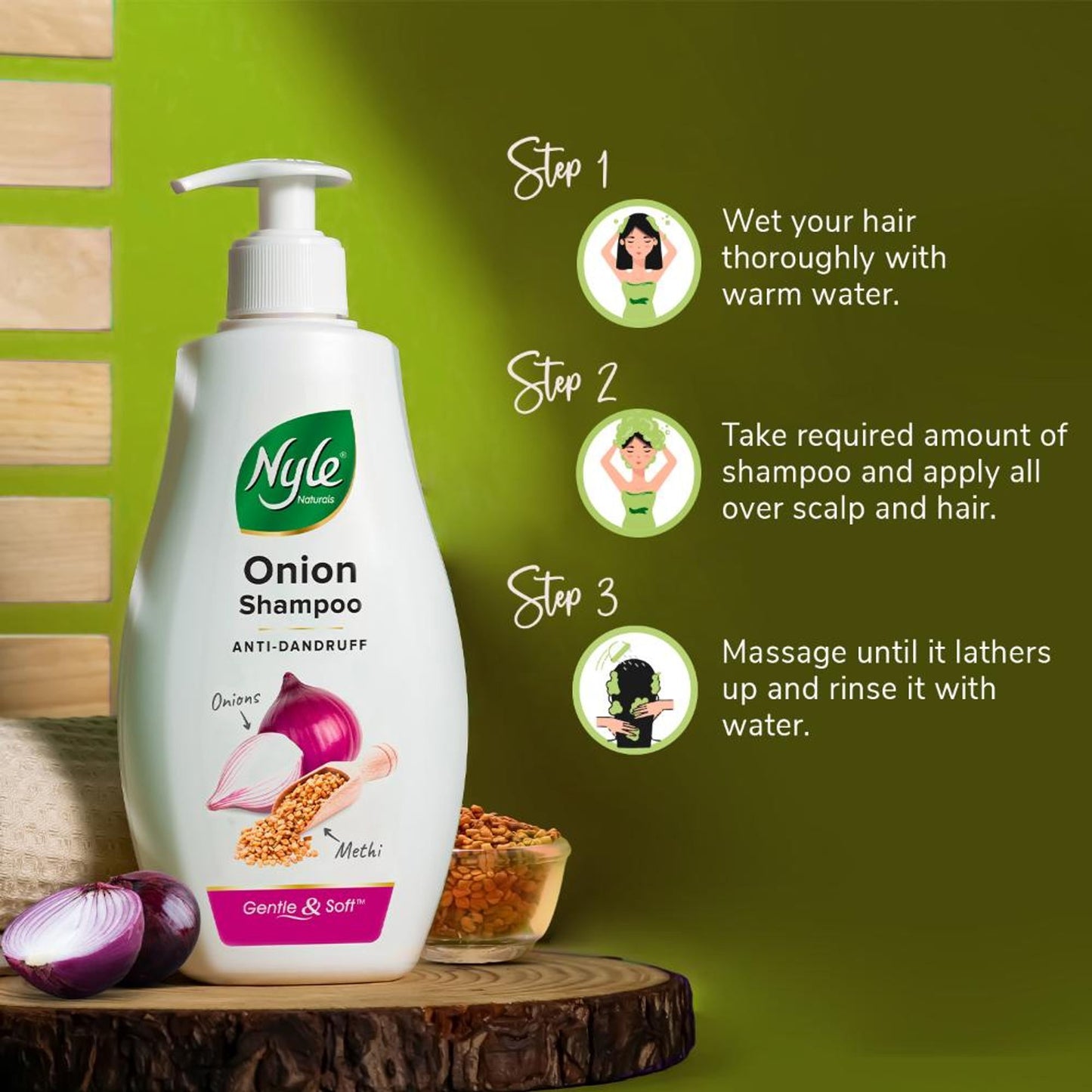 Nyle Naturals Anti Dandruff Shampoo with Goodness Of Onion & Methi