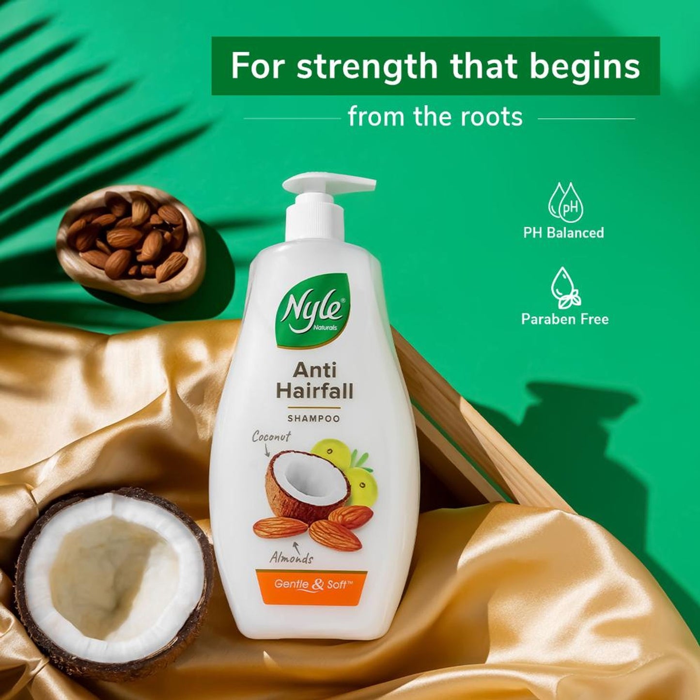Nyle Naturals Anti-Hairfall Shampoo, With Coconut Milk, Badam and Amla, Gental & Soft