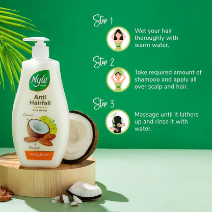 Nyle Naturals Anti-Hairfall Shampoo, With Coconut Milk, Badam and Amla, Gental & Soft
