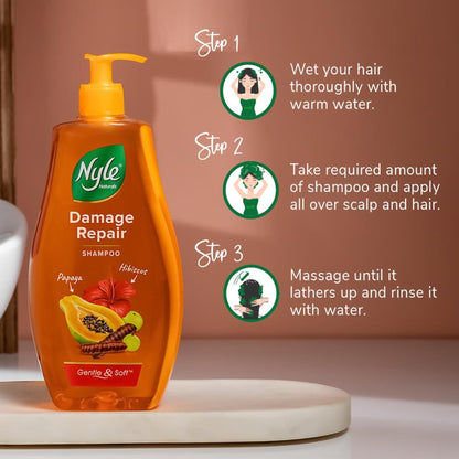 Nyle Naturals Damage Repair Shampoo with Goodness Of Shikakai & Hibiscus