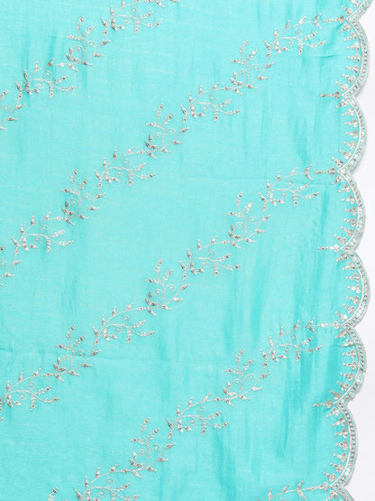 Indyancart IE Ethnic Motifs Embroidered Sequinned Kurta with Trousers & Dupatta