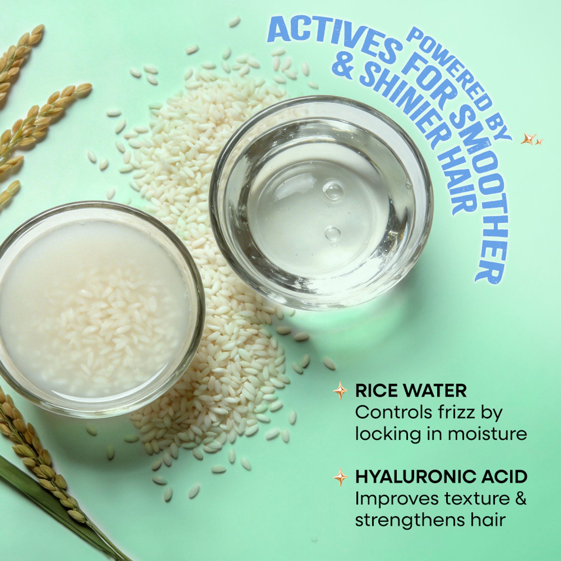 Nykaa Naturals Rice Water & Hyaluronic Acid Hair Serum for Frizz Control & Smooth, Shiny Hair - Rice Water Hyaluronic Acid