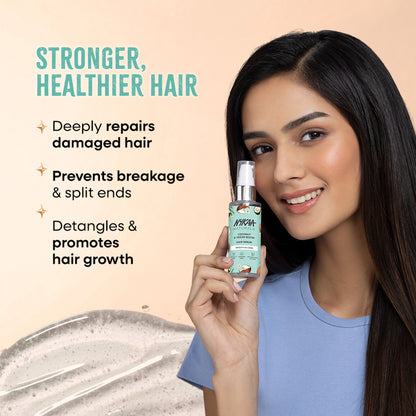 Nykaa Naturals Rice Water & Hyaluronic Acid Hair Serum for Frizz Control & Smooth, Shiny Hair - Coconut Oil Vegan Biotin