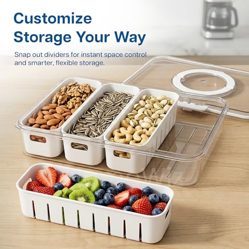 HomeWiz Fridge Storage Containers 3300ml 4-Grid Pack of 2