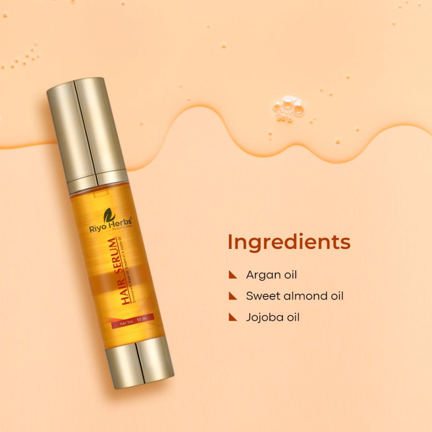 Riyo Herbs Hair Serum with Argan Oil & Jojoba Oil Infused for Natural silky Hair