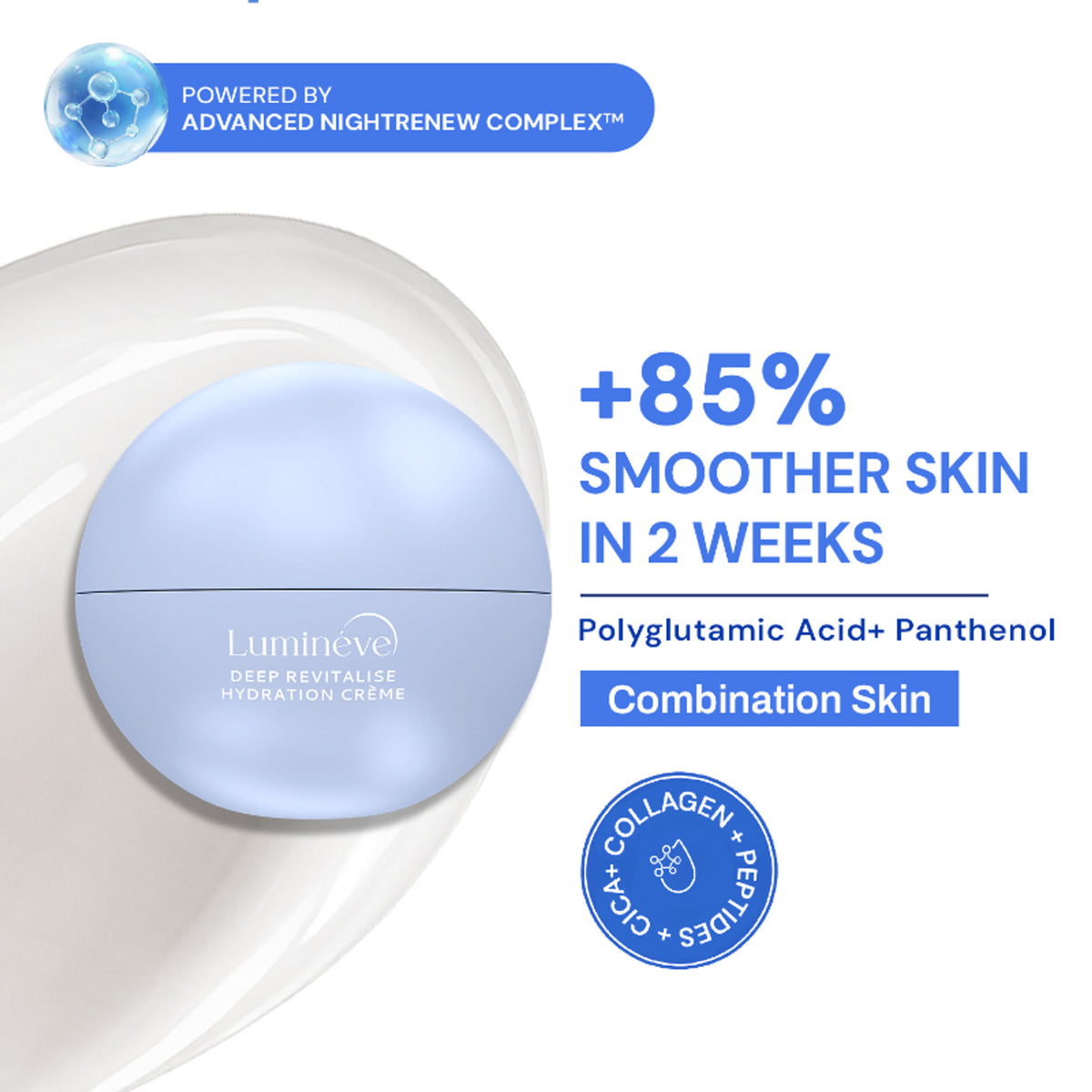 Lumineve Hydration Night Crème with Panthenol+ Collagen+ Peptide, Intense Plump Hydrated skin