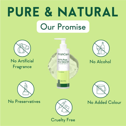 WishCare Pure & Natural Aloe Vera Gel for Face & Hair- Hydrates, Moisturizes & Soothes Skin