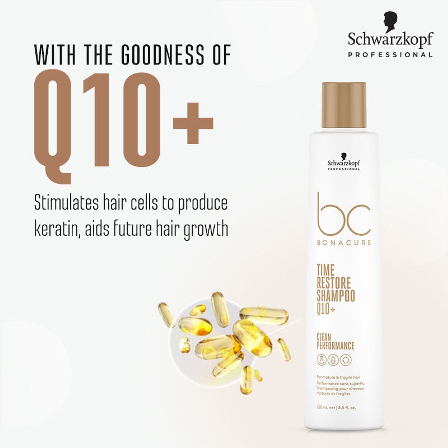Schwarzkopf Professional Bonacure Time Restore Shampoo With Q10+ - For Mature Hair
