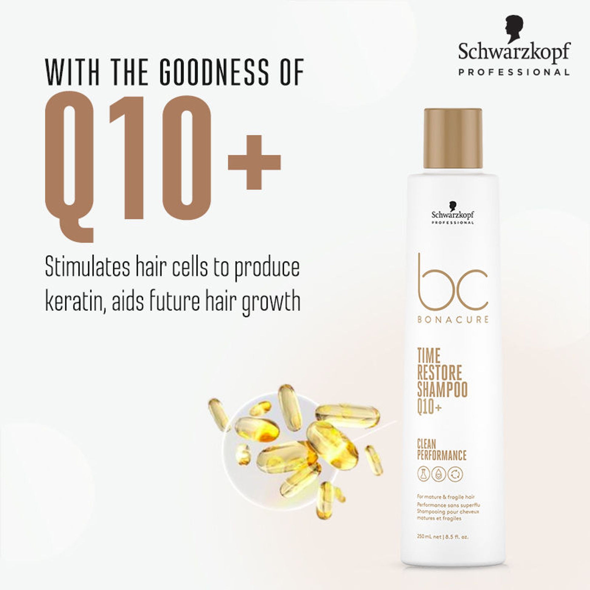 Schwarzkopf Professional Bonacure Time Restore Shampoo With Q10+ - For Mature Hair