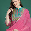 Dhiyona IE Ethnic Motifs Embroidered Panelled Mirror Work Kurta With Trousers & Dupatta