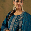 Dhiyona IE Women Ethnic Motifs Embroidered Regular Kurta with Trousers & With Dupatta