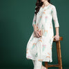 Dhiyona IE Floral Printed Pleated Pure Cotton Kurta with Trousers