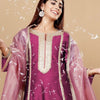 Dhiyona VA Women'sYoke Design Regular Sequinned Kurta with Trousers & With Dupatta