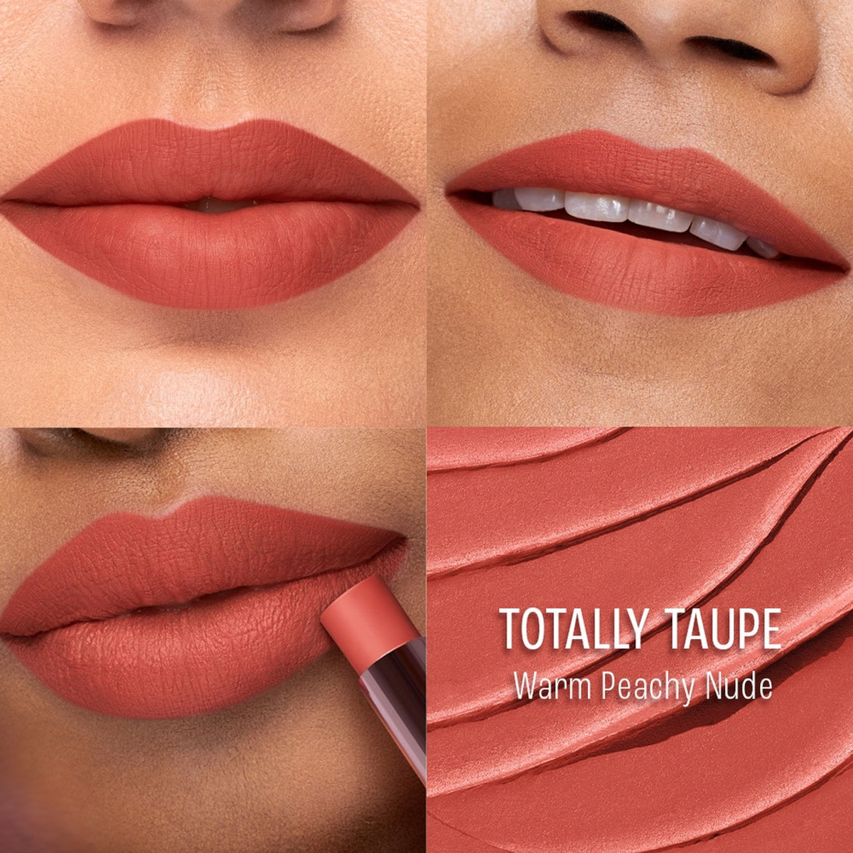 Lakme 9To5 Lip Tattoo Matte Slim Stick in MB17 Totally Taupe, showcasing the taupe-colored lipstick in a slim tube.