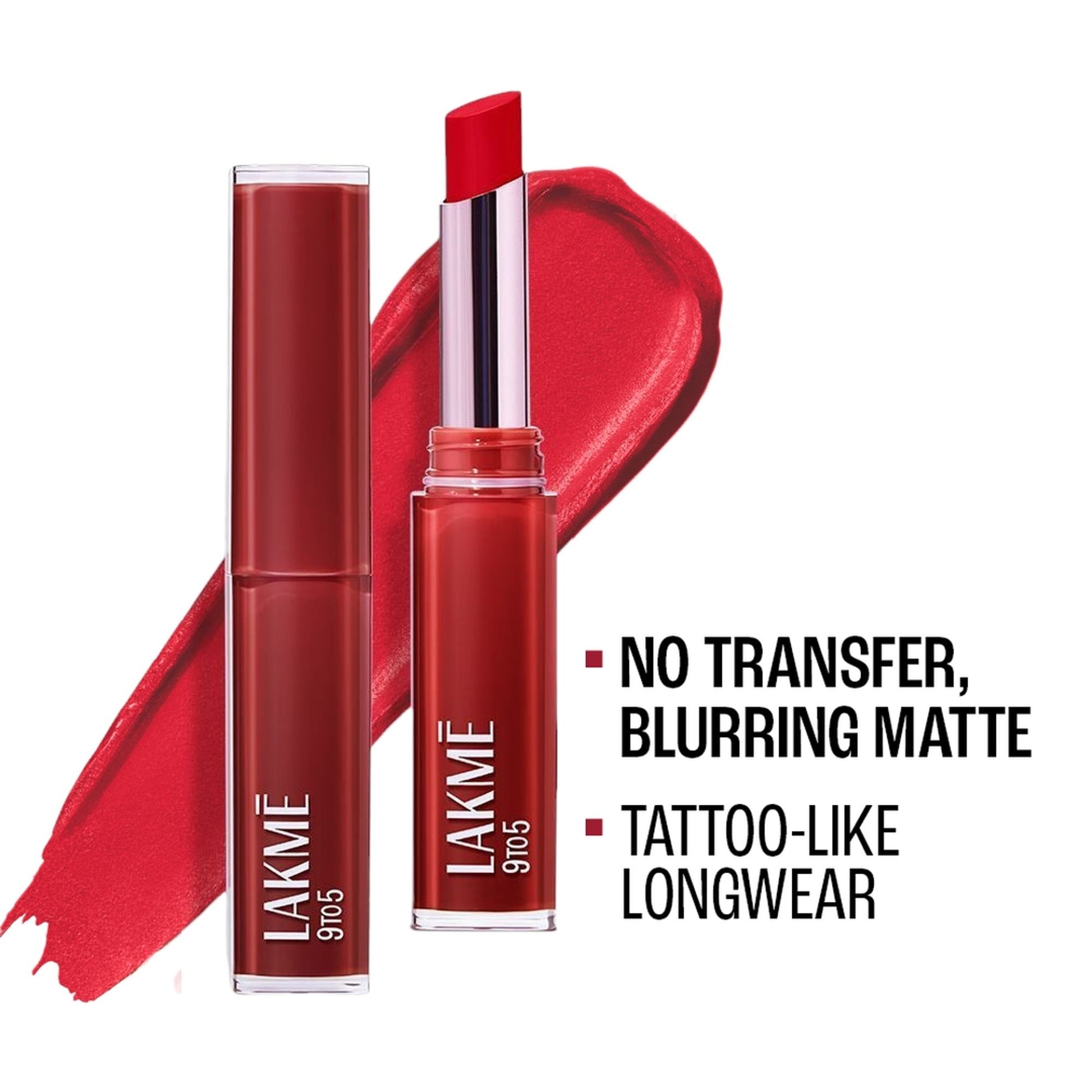 Lakme 9To5 Lip Tattoo Matte Slim Stick - MR2 Red Coat