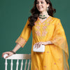 Dhiyona IE Floral Embroidered Thread Work Kurta with Trousers & With Dupatta