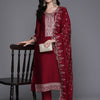 Indyancart IE Ethnic Motifs Embroidered Round Neck Three-Quarter Sleeves Kurta Set