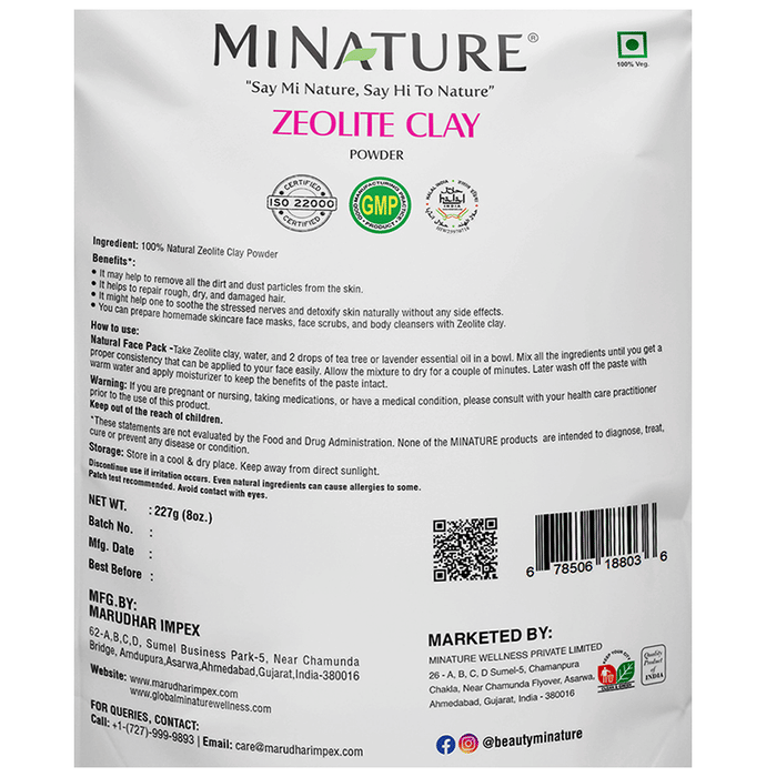 Miniature Zeolite Clay Powder face pack in a jar, showcasing the natural mineral-rich clay for skincare.