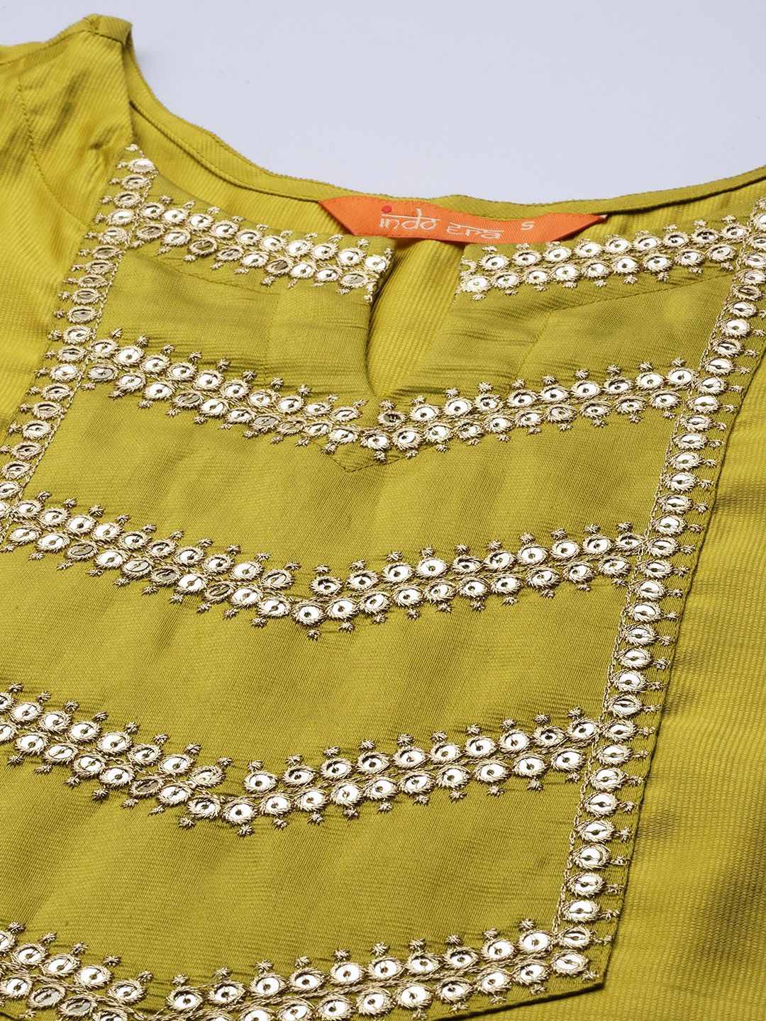 Indyancart IE Women Olive Green Ethnic Motifs Embroidered Kurta with Trousers & Dupatta