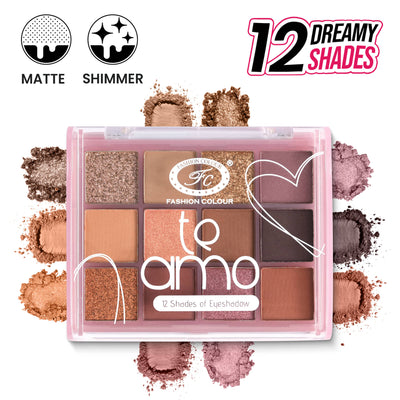 Fashion Colour Te Amo 12 Shade Eyeshadow Palette - Shade 01