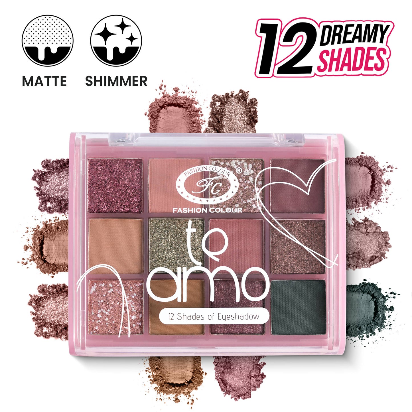 Fashion Colour Te Amo 12 Shade Eyeshadow Palette - Shade 02