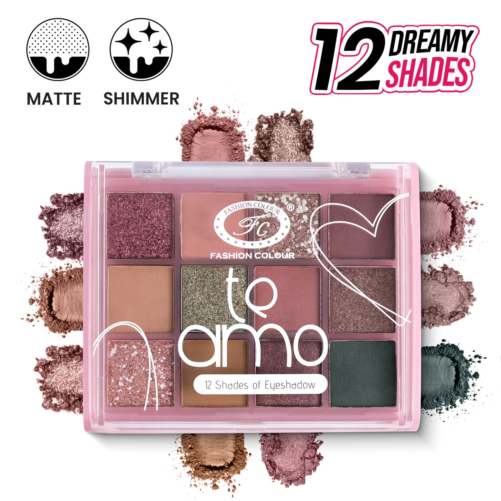 Fashion Colour Te Amo 12 Shade Eyeshadow Palette - Shade 02