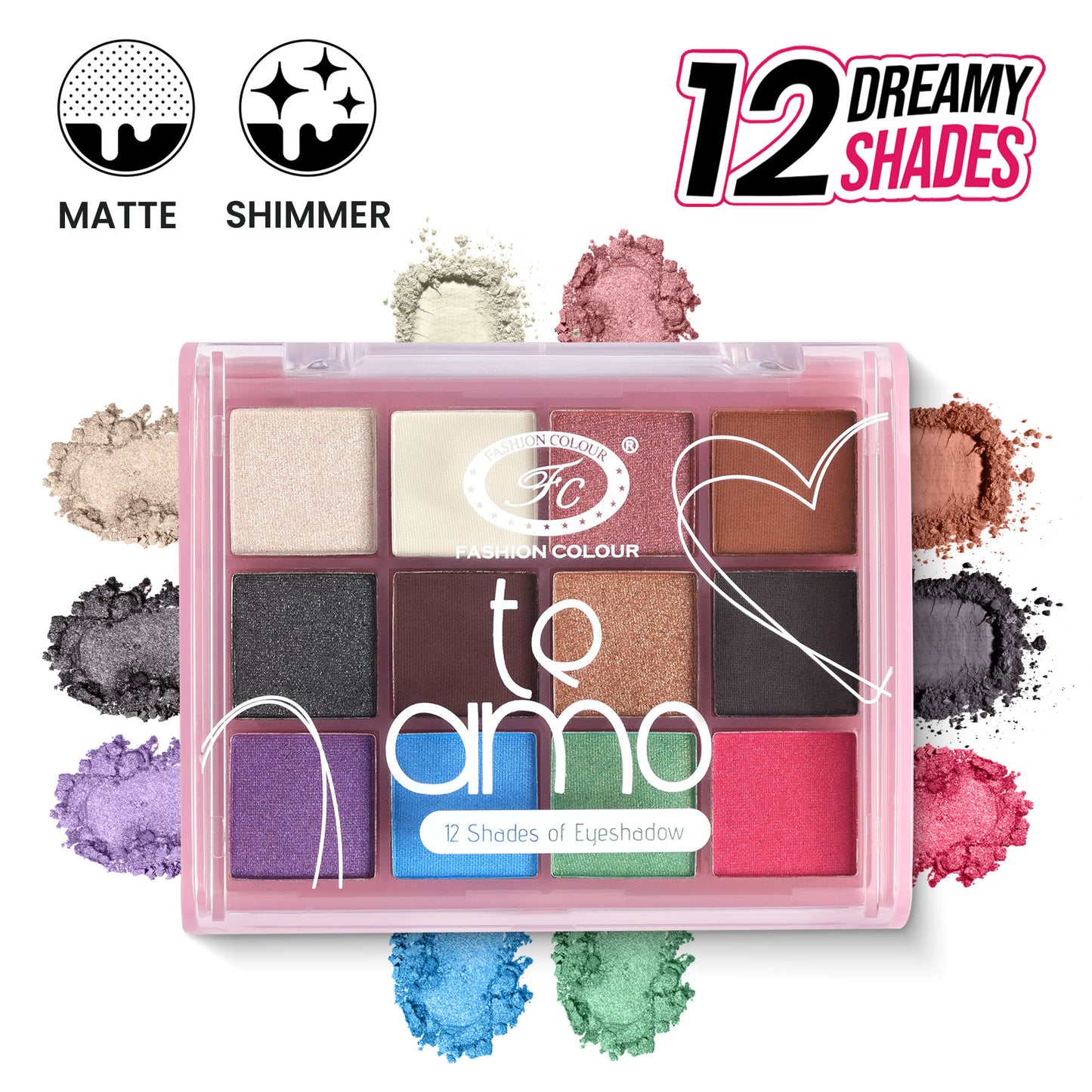 Fashion Colour Te Amo 12 Shade Eyeshadow Palette - Shade 03