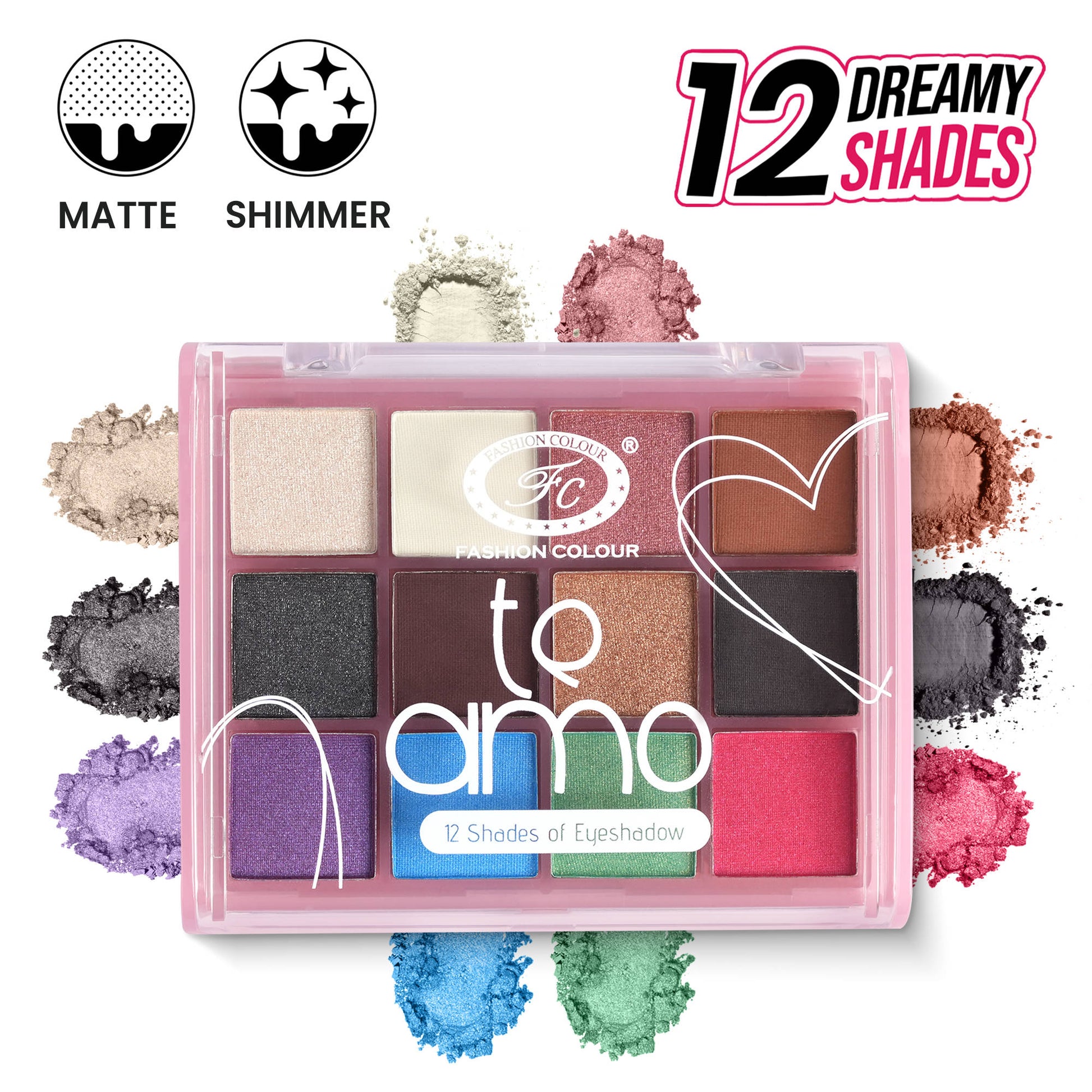 Fashion Colour Te Amo 12 Shade Eyeshadow Palette - Shade 03