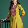 Dhiyona IE Women Ethnic Motifs Embroidered Pleated Mirror Work Kurta with Trousers