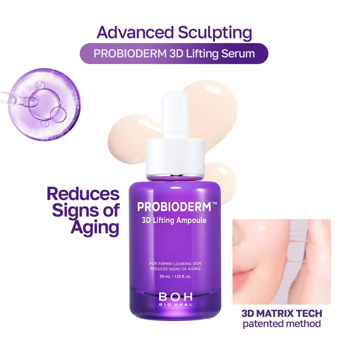 Bioheal Boh Probioderm 3D Lifting Ampoule - Firming Korean Serum Reduces Signs of Aging