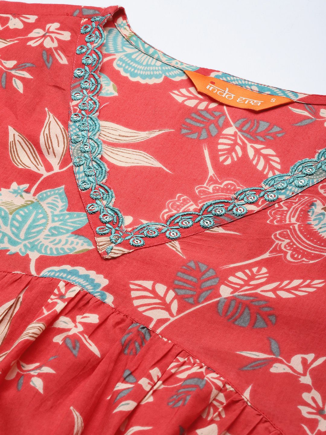 Indyancart IE Floral Printed Pure Cotton Kurta