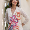 Dhiyona IE Floral Printed Shirt Collar A-Line Pure Cotton Kurta With Trousers