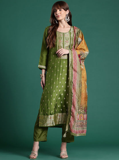 Indyancart IE Ethnic Motifs Kurta with Trousers & Dupatta