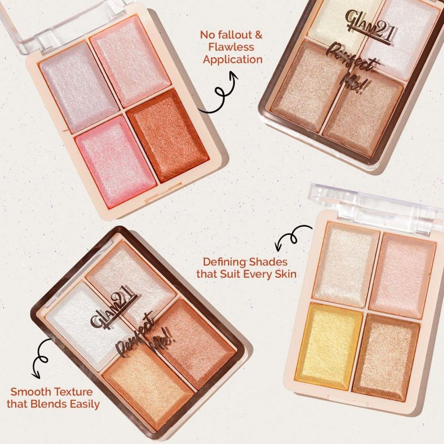 GLAM21 Perfect Me! 4 Shades Highlighter Palette Blusher - Glow