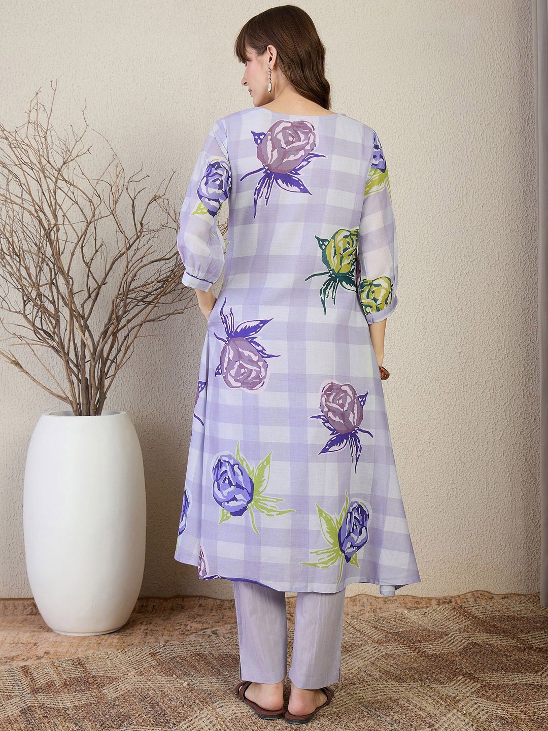 Dhiyona IE Printed Round Neck Tunic With Trousers Co-Ords