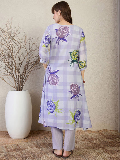 Dhiyona IE Printed Round Neck Tunic With Trousers Co-Ords