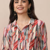 Dhiyona VA Women'sBeige Abstract Printed Shirt Collar Straight Kurta With Trouser