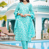 Indyancart VA Women'sEthnic Motifs Printed Regular Mirror Work Kurta with Trouser & Dupatta