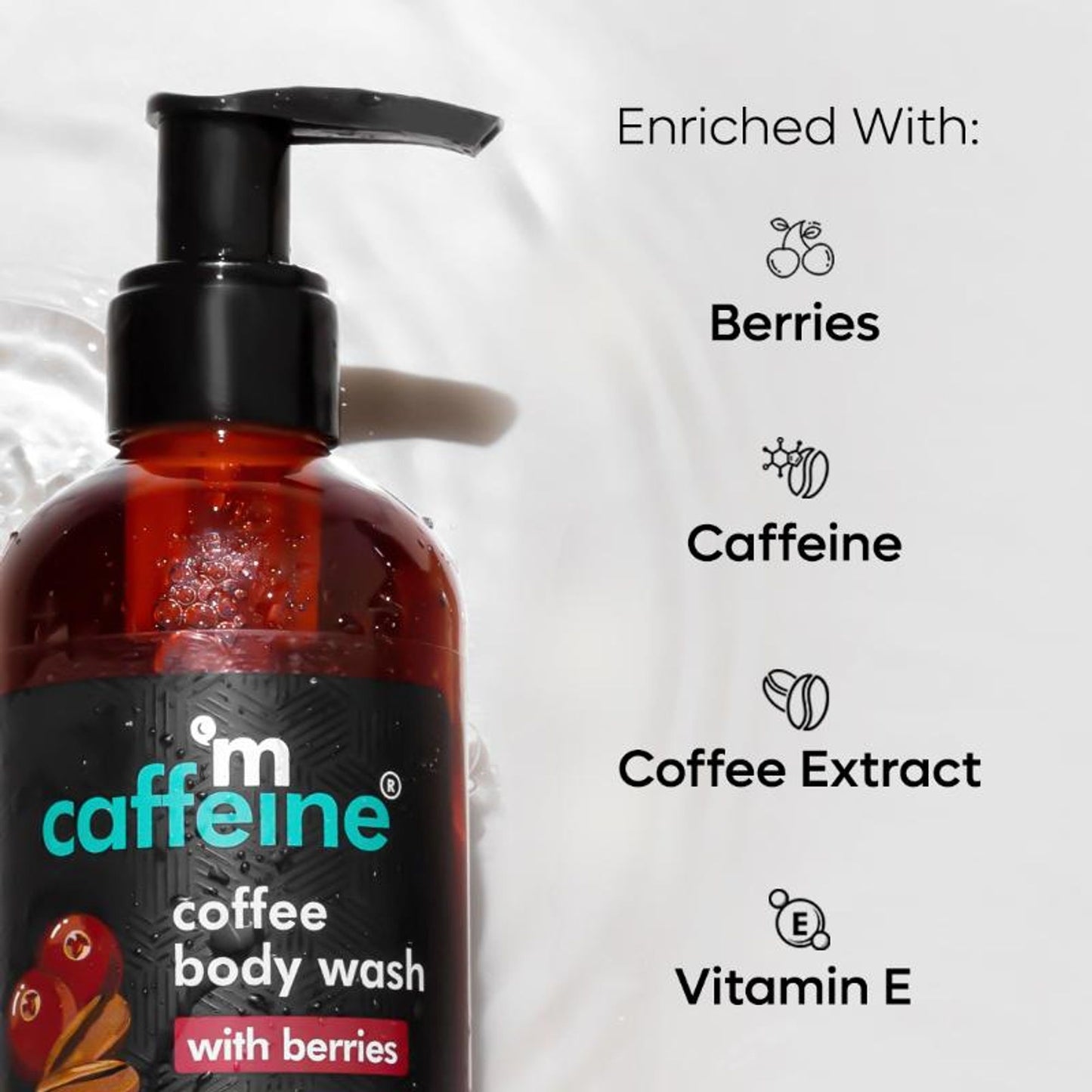 MCaffeine Coffee & Berries Body Wash for Soft, Glowing Skin and Tan Removal enriched with Vitamin E