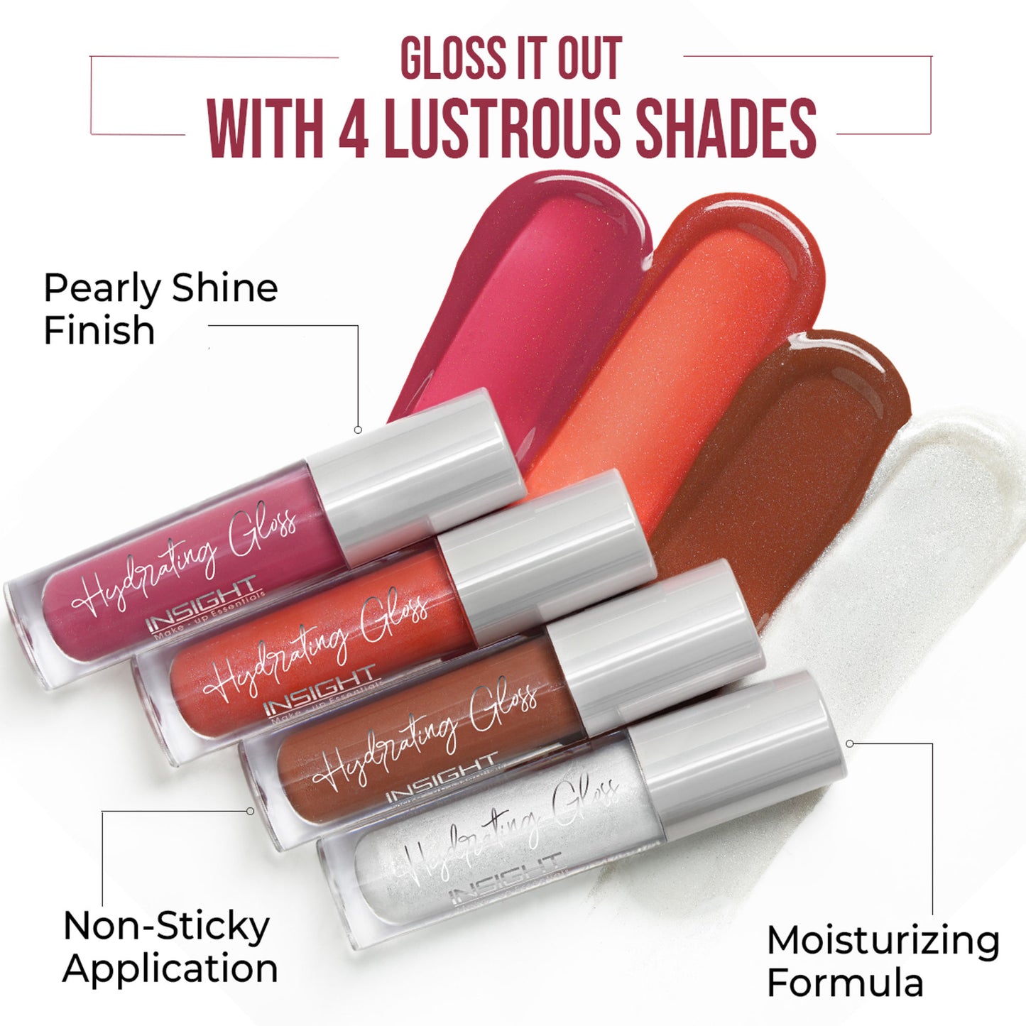 Insight Cosmetics Hydrating Gloss, Non Sticky, Ultra Shiny Lips - Pearl Glaze
