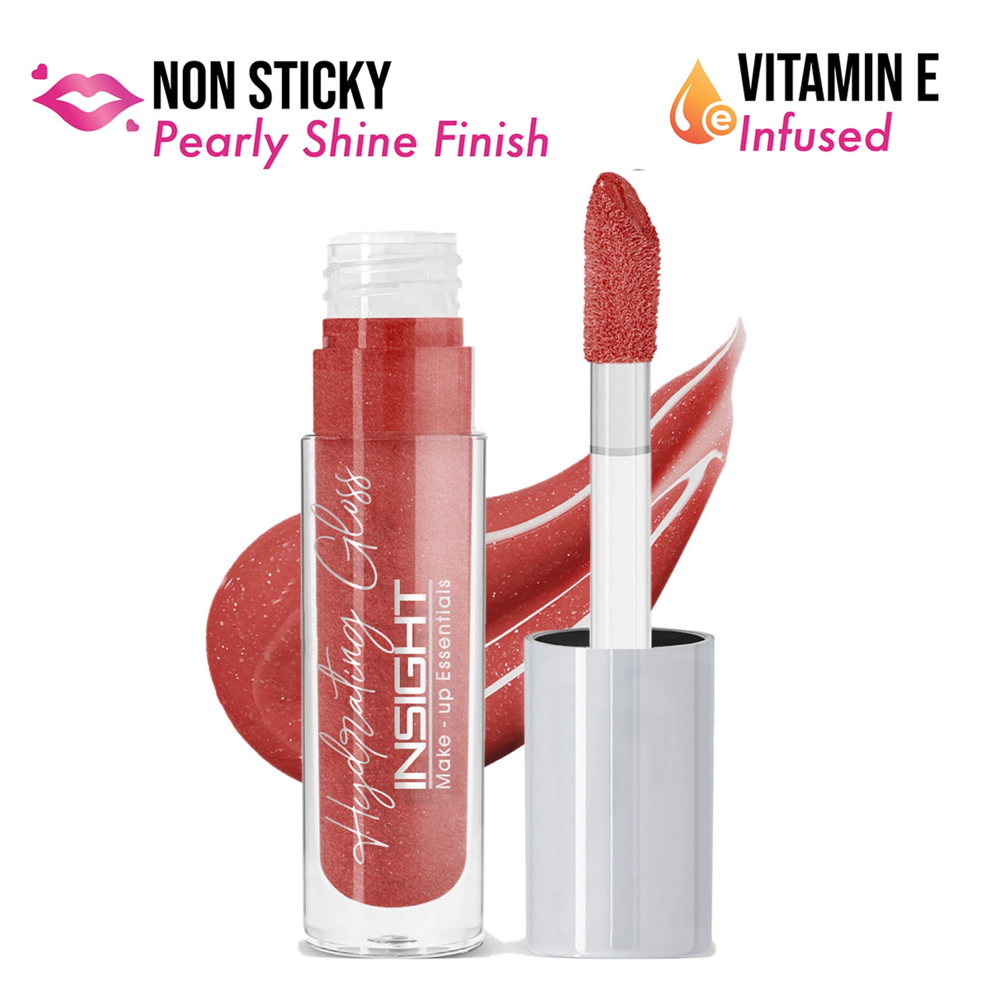 Insight Cosmetics Hydrating Gloss, Non Sticky, Ultra Shiny Lips - Peach Plum