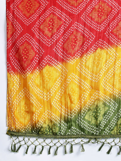 Indyancart IE Floral Yoke Design Zari Pure Cotton Kurta With Trousers & Dupatta