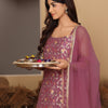 Dhiyona VA Women's Floral Embroidered Regular Gotta Patti Kurta with Sharara & Fringed Dupatta