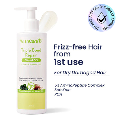 Wishcare Triple Bond Repair Shampoo for Dry & Frizzy Hair-Repairs Damaged Hair-Reduces Hair Breakage