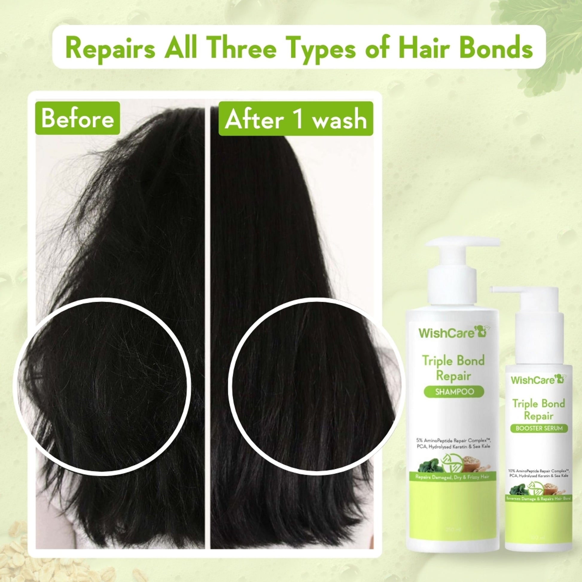 Wishcare Triple Bond Repair Shampoo for Dry & Frizzy Hair-Repairs Damaged Hair-Reduces Hair Breakage
