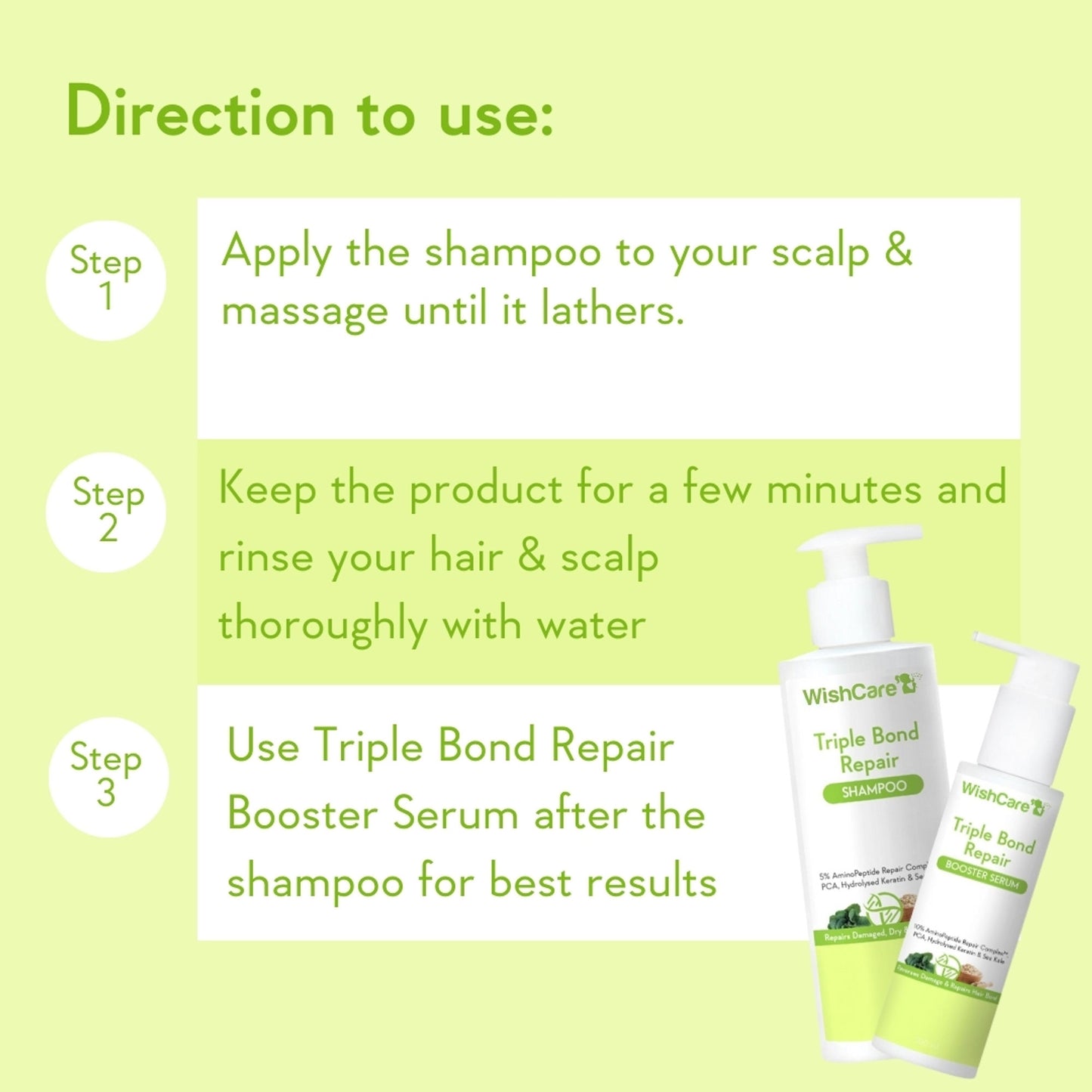 Wishcare Triple Bond Repair Shampoo for Dry & Frizzy Hair-Repairs Damaged Hair-Reduces Hair Breakage