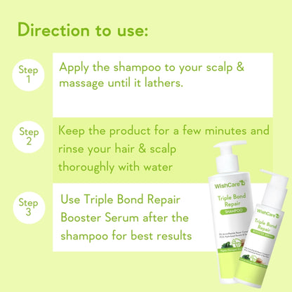 Wishcare Triple Bond Repair Shampoo for Dry & Frizzy Hair-Repairs Damaged Hair-Reduces Hair Breakage