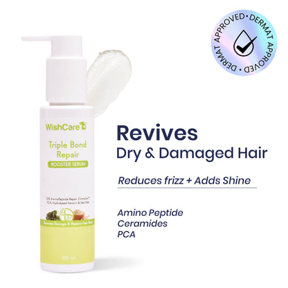 WishCare Triple Bond Repair Booster Hair Serum for Dry & Frizzy Hair-Repairs Damaged Hair-Adds Shine