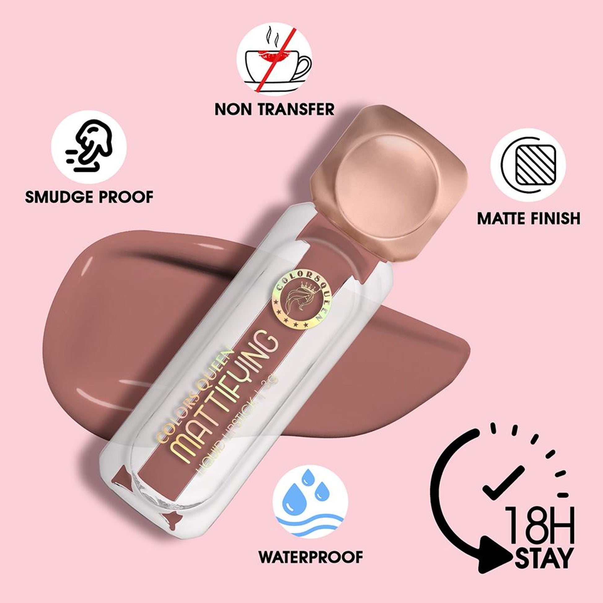 Colors Queen Mattifying Matte Liquid Lipstick - Naughty Nudit-14